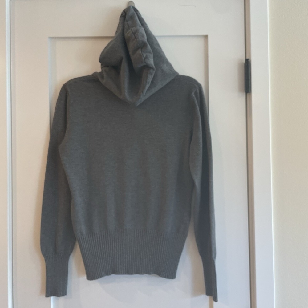 Womens Lightweight Hoodie Sweater Sweatshirt Gray Pullover Fisherwoman Boho L - Picture 3 of 11